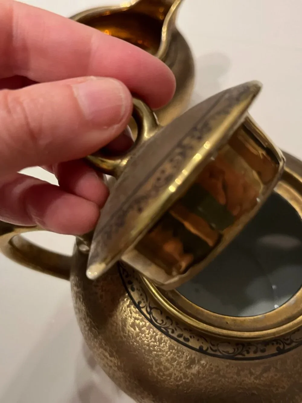 Vintage 3-Piece Japanese Encrusted Weeping Gold Porcelain Tea Set -
